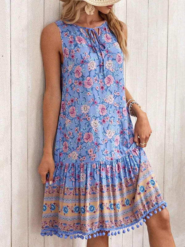 tie-neck-sleeveless-floral-dress OhSoStyled - Sophia's Style-1